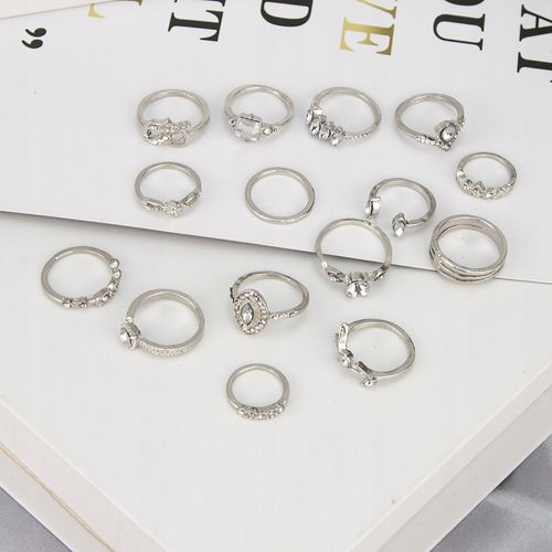 Srebrny ZESTAW PIERŚCIONKÓW RETRO PUNK BOHO 96 na Arena.pl