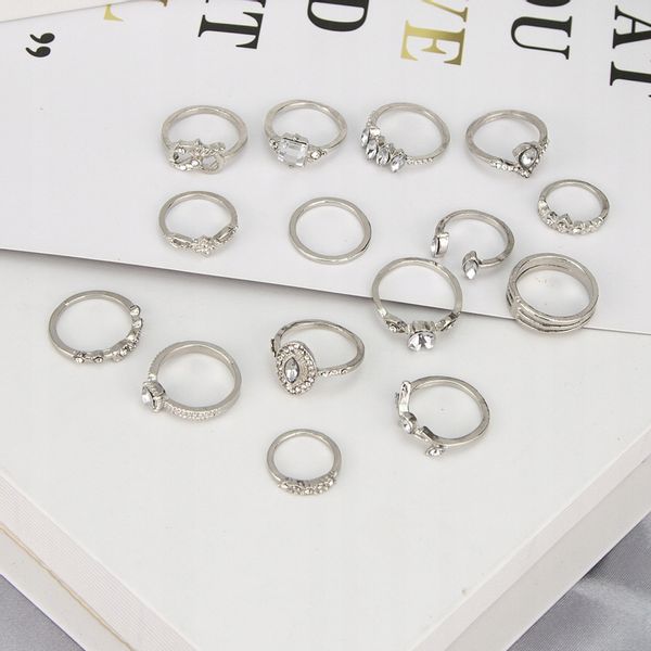 Srebrny ZESTAW PIERŚCIONKÓW RETRO PUNK BOHO 96 zdjęcie 3