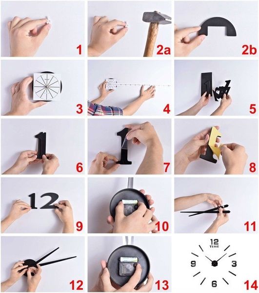 Zegar ścienny DIY NEPRI 65 - 130 cm - czarny 3D zdjęcie 7