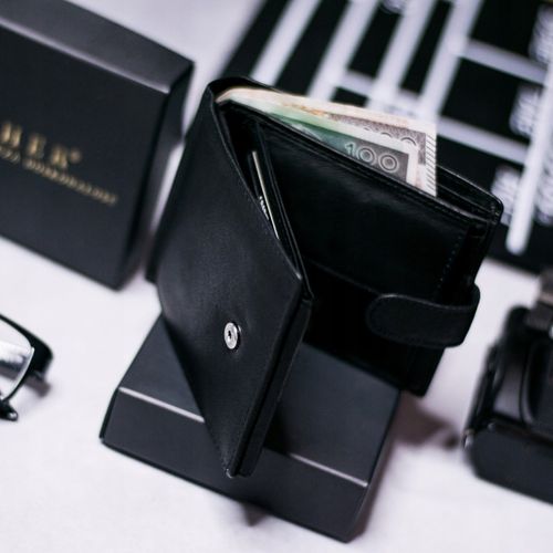 SEPHER Portfel 100% Skórzany Męski CZARNY zatrzask na Arena.pl