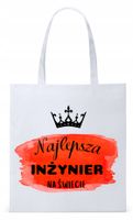 Torba Biała Eco Shopper Dla Inżyniera Prezent Z Nadrukiem Ze Zdjęciem