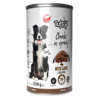 MOKRA KARMA DLA PSA TufTuf Puszka kawałki mięsne z dziczyzną 1250g