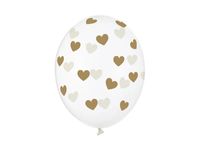 Balony przezroczyste złote serduszka, 30 cm 3 szt.