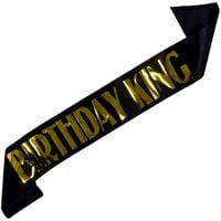 Czarna szarfa ze złotym nadrukiem Birthday King