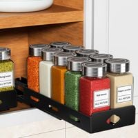 Organizer na przyprawy wysuwany do szafki czarny regał teleskopowy 27cm