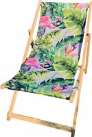 LEŻAK PLAŻOWY drewniany ogrodowy Flamingi