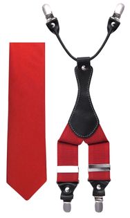 Czerwony zestaw - szelki i krawat Z23