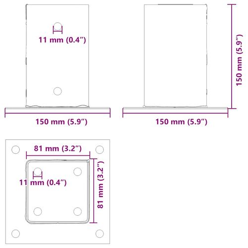 Podstawy słupków kwadratowe 4 szt. Srebrne Stal ocynkowana na Arena.pl