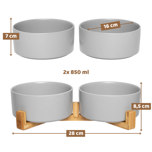 Ceramiczne Miski Dla Psa Kota Na Stojaku - Na Karmę I Wodę na Arena.pl