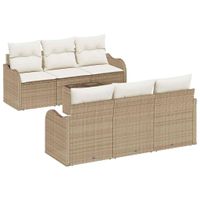 Zestaw Sof na Ogród 7 pcs Beżowy 55 x 55 x 37 cm Polirattan