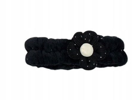 Opaska kosmetyczna do makijażu plusz kwiatek srebrne dżety czarny na Arena.pl