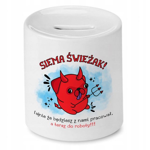 Skarbonka Na Powitanie W Pracy Idealne Na Prezent Z Nadrukiem Ze Zdjęciem zdjęcie 1