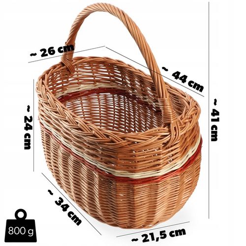 KOSZ WIKLINOWY KOSZYK NA GRZYBY ZAKUPY PIKNIK OWOCE Z WIKLINY DUŻY EKO na Arena.pl
