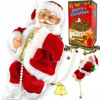 MIKOŁAJ WSPINAJĄCY SIĘ NA LINIE 100CM MELODYJKA NA PREZENT ŚWIĘTA WCHODZĄCY