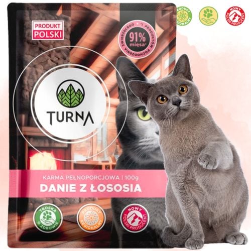 karma mokra dla kota z łososiem turna cats 100g saszetka bez zbóż naturalna na Arena.pl