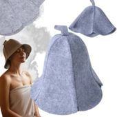 2X CZAPKA DO SAUNY FILCOWA UNIWERSALNA CZAPKA OCHRONNA KAPELUSZ SAUNA SZARA