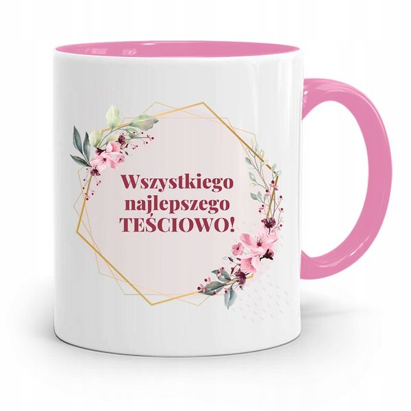 Kubek Różowy Dla Teściowej Wszystkiego Najlepszego Z Nadrukiem Ze Zdjęciem zdjęcie 1
