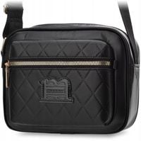 Monnari Czarna Pikowana Torebka Listonoszka Damska Z Paskiem Pojemna Torba