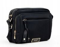 MONNARI Pojemna czarna torebka listonoszka Dwie komory Kieszonki Pasek