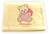 Kocyk HAFT z IMIENIEM metryczką napisem 100x75cm PREZENT