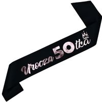 Urocza 50-tka - czarna szarfa ze różówozłotym nadrukiem