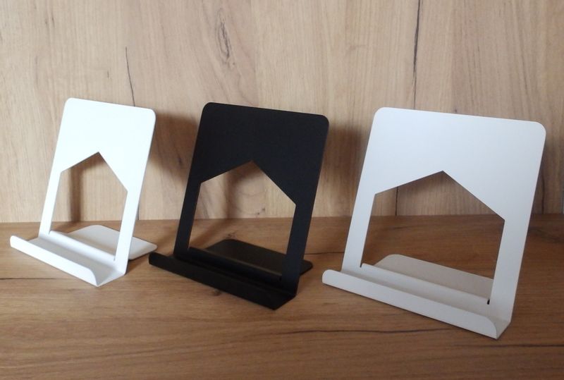 Metalowy stojak loft ekspozytor na winyle książki tablet telefon biały zdjęcie 10