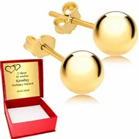 Złote Kolczyki Kulki Kule Złoto 585 Grawer