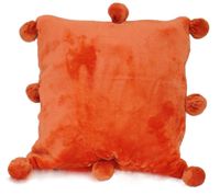 Poszewka aksamitna z pomponami BLUMI 40x40 rudy