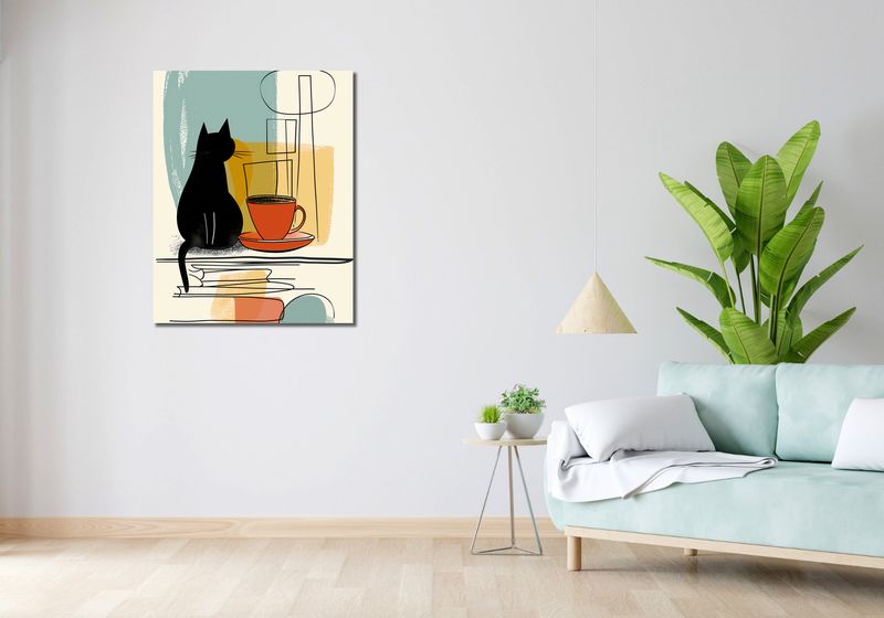 Obraz 70x90cm Kot i Kawa zdjęcie 2