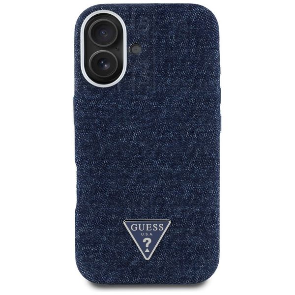 Etui Guess Denim Triangle Logo MagSafe do iPhone 16 niebieski zdjęcie 3