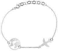 Bransoletka Celebrytka Samolot Mapa Świata 20 cm Srebro 925