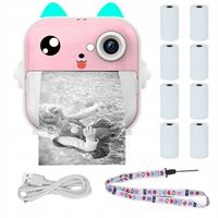 DRUKUŚ 2.0 Z APARATEM MINI DRUKARKA TERMICZNA RÓŻOWY + 8 ROLEK