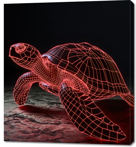 Obraz 90x100cm Neonowy Żółw zdjęcie 1