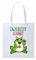 Dla Doktora Lekarza Torba Eco Biała Shopper Z Nadrukiem Ze Zdjęciem