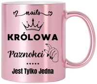 KUBEK RÓŻOWY PREMIUM DLA KOSMETYCZKI STYLISTKI PAZNOKCI ŚMIESZNY PREZENT