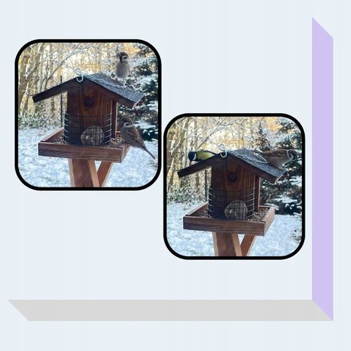 Karmnik dla ptaków DREWNIANY SOLIDNY Brązowy Ozdoba Na Balkon Do na Arena.pl