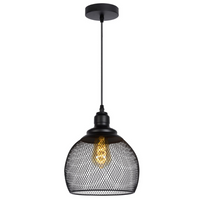 Industrialna lampa wisząca MESH 43404/22/30 zwis siatka kopuła loft czarna