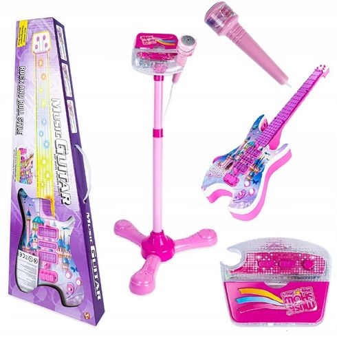 Gitara elektryczna zestaw karaoke dla dzieci mikrofon struny muzyka statyw na Arena.pl