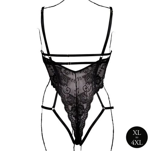 obsessive bodysuit plus size black - model z koronką i regulacją na Arena.pl