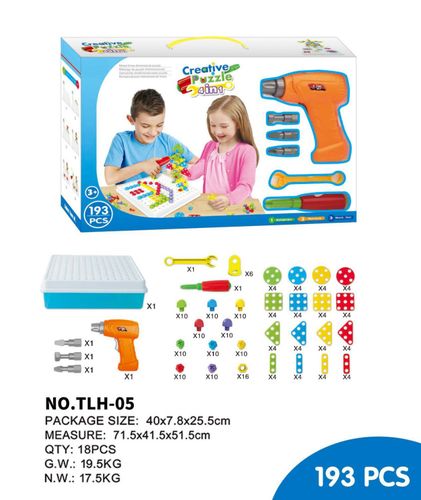 Puzzle konstrukcyjne w pudełku z narzędziami, 193 elementy na Arena.pl