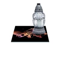 SZKLANA PODSTAWKA POD ZNICZE Z DEDYKACJĄ 30x30cm Dym róż 66f