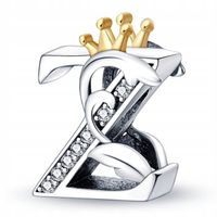 Zawieszka SREBRO 925 Charms Koralik Korona Litera Z