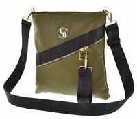 Laura Biaggi - torebka listonoszka zamek brelok zielony oliwkowy A359