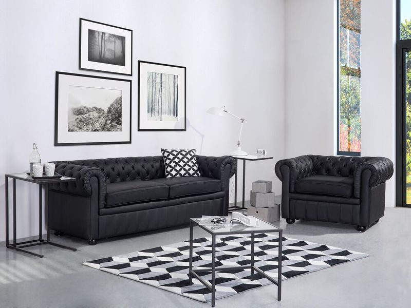 Fotel skórzany czarny CHESTERFIELD zdjęcie 2