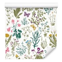 Tapeta kwiaty rośliny liście motyle do jadalni