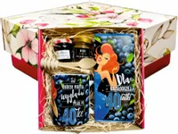 Zestaw URODZINY 40 lat kobiety 18 30 50 60 KUBEK CZEKOLADA MIÓD KONFITURY