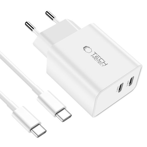 tech-protect c35w 2-port network charger pd35w + type-c cable white na Arena.pl