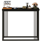 KONSOLA STÓŁ CZARNA DO PRZEDPOKOJU STOLIK BOCZNY REGAŁ WYSOKI LOFT 75 CM