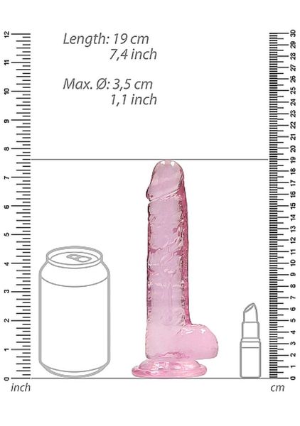 7"" / 18 cm Realistic Dildo With Balls - Pink zdjęcie 3