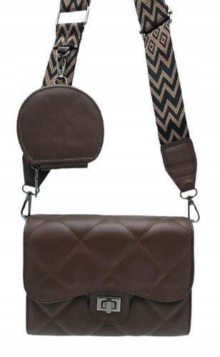 Victoria J - torebka pikowana portfelik pasek BOHO brązowy czekolada VJ-939 na Arena.pl